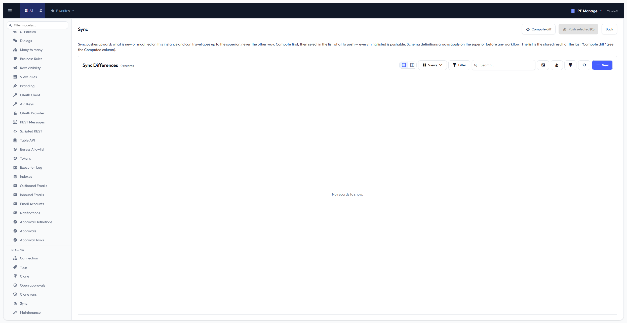 Sync: compute the difference, then push the rows you select