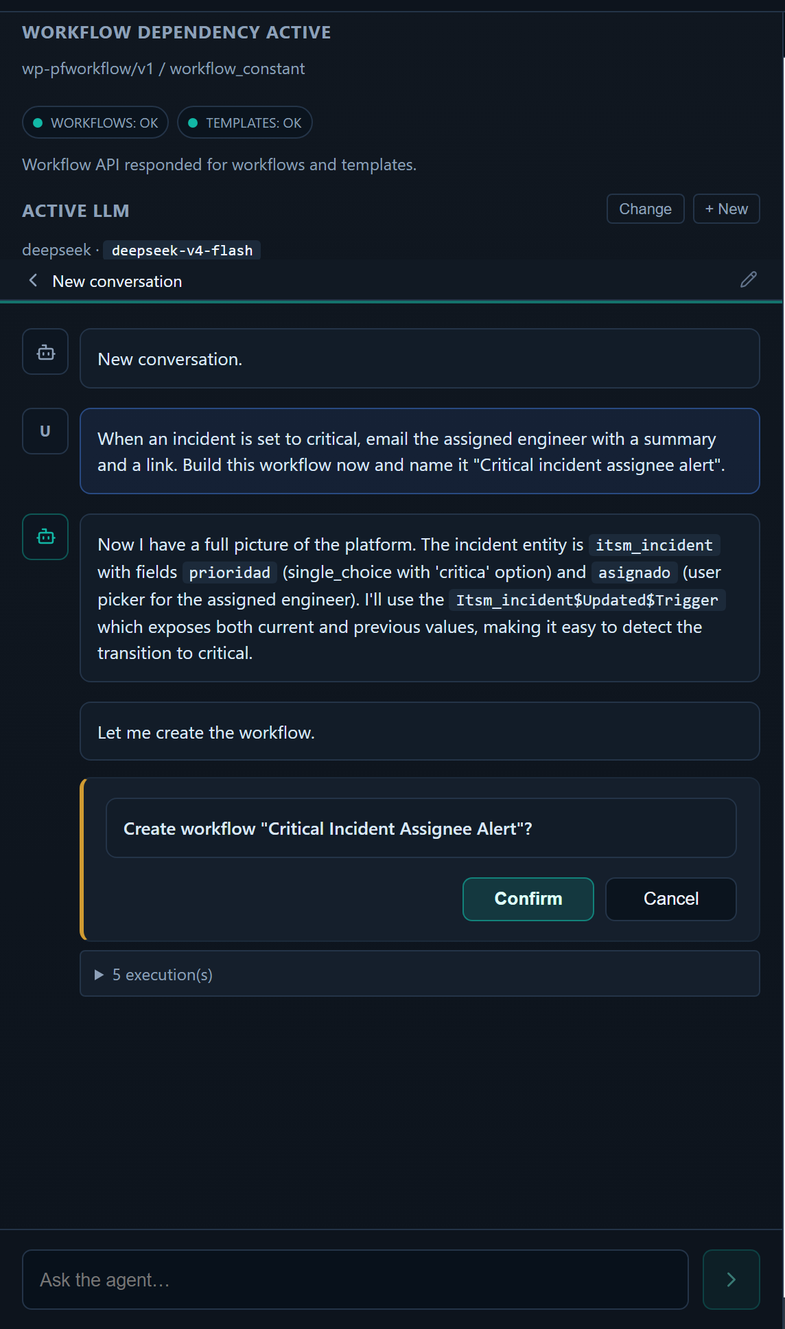 Agent chat reaching the side-effect confirmation gate