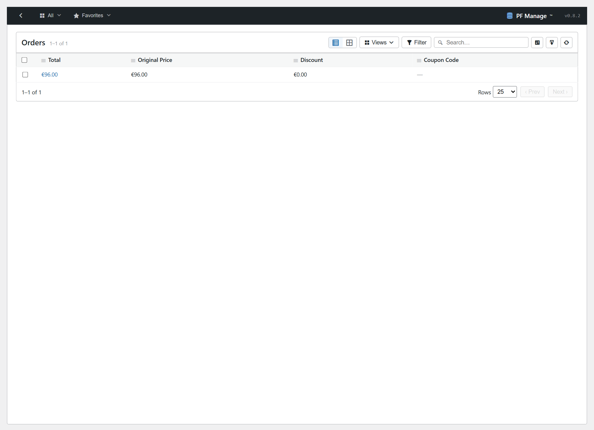 Customer order history
