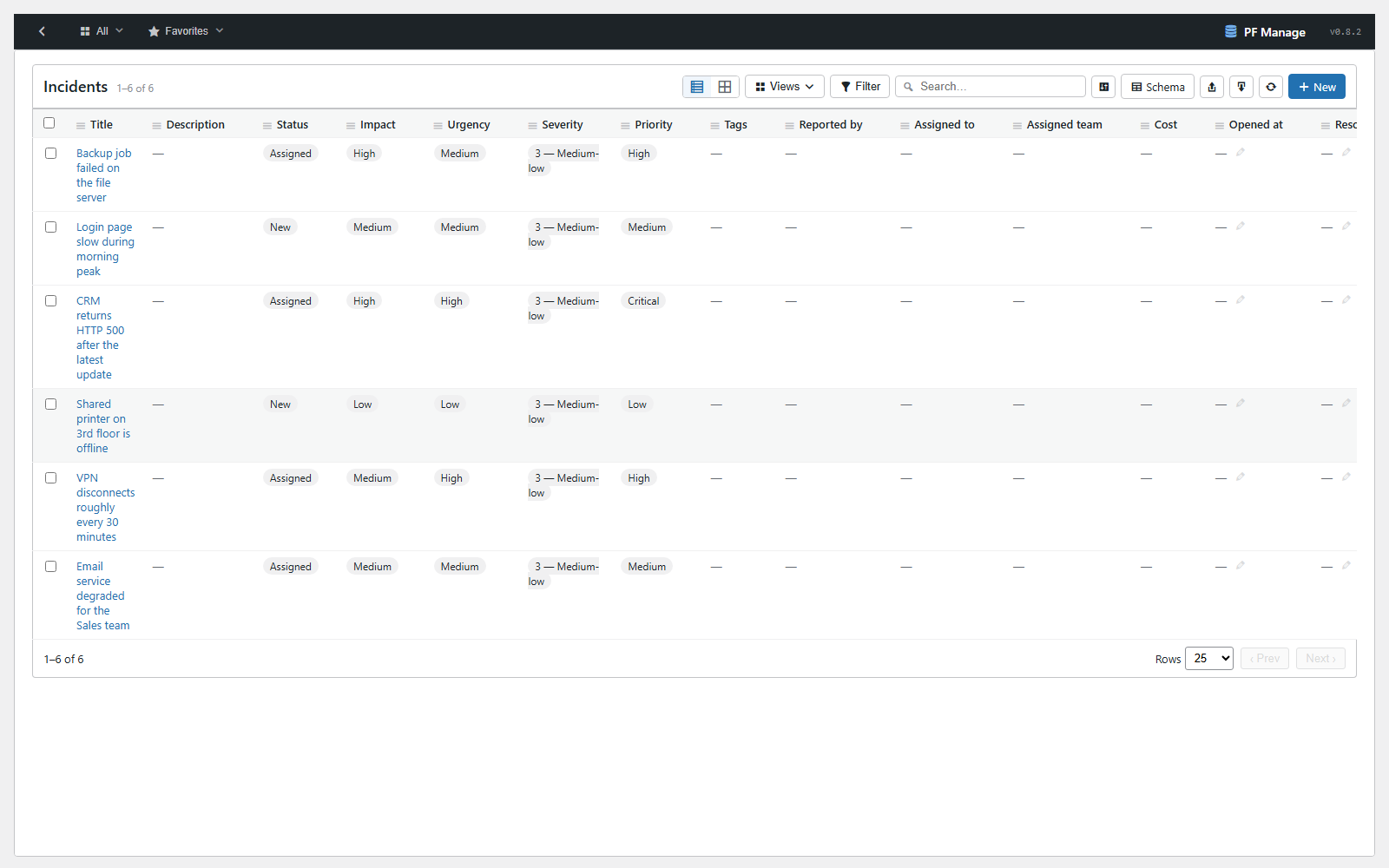 WP-PFManagement entity / app view